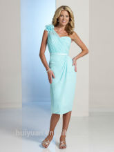 newest one shoulder embroidey flower light blue mother of the bride dresses