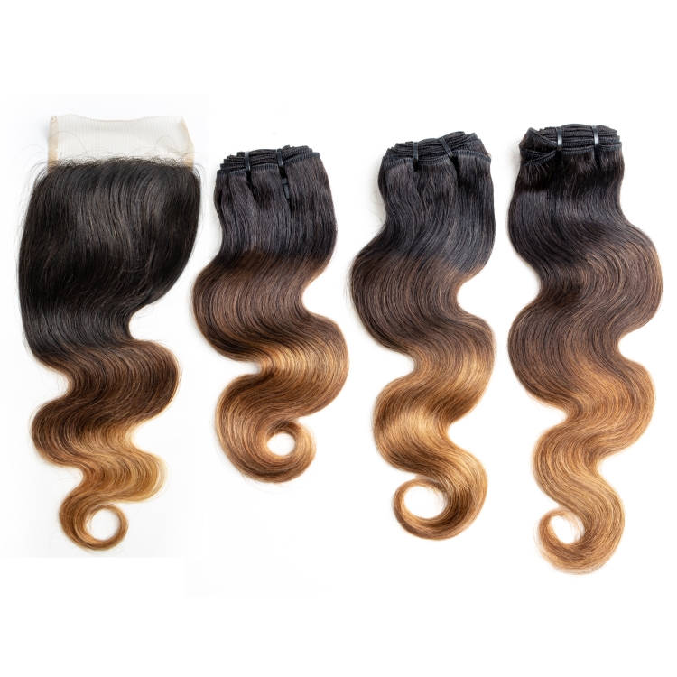 T1b/4/30 Ombre Color Body Wave Human Hair 3 Bundles With Closure Virgin 4x4 Lace Closure Brazilian Hair Bundles With Closure