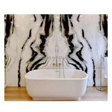 Panda White Natural Marble Slab Solution with Calcite Type and Sandblasted Surface Finish