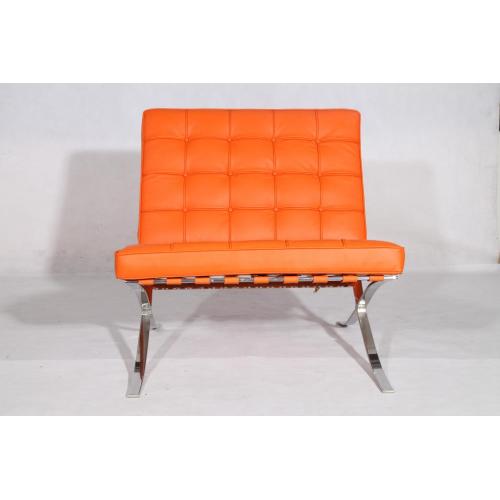 Orange leather Barcelona Pavilion Chair Reproduction.