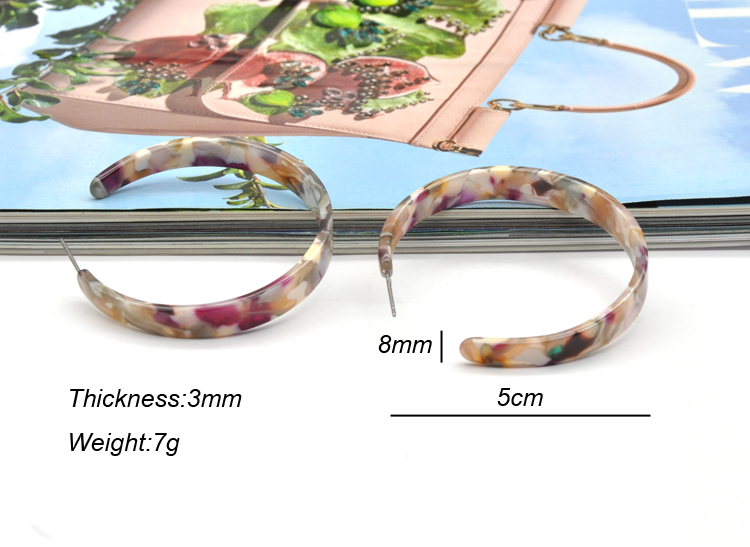 Custom colorful acrylic ear jewelry for women iridescent acetate hoop earrings