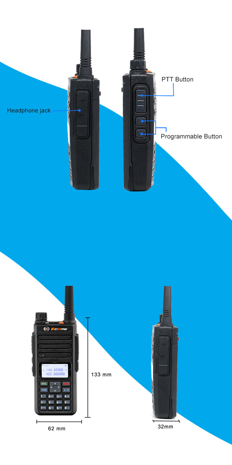 ECOME ET-D889 VHF UHF GPS Digital Walkie Talkie Ham DMR Portable Two Way Radio