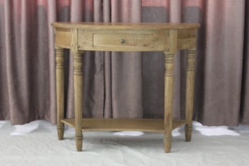 french vintage distressed solid wood half moon console table