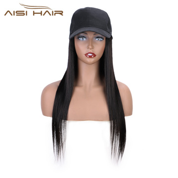 Aisi Hair Black Baseball Human Hair Extensions Brazilian Baseball Hat Hair Extensions for Women