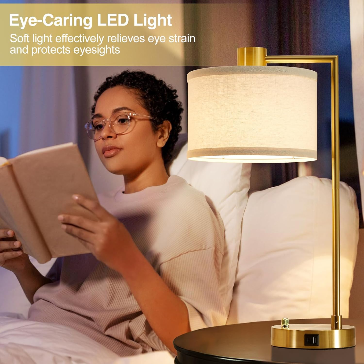 Dual-Port Dimmable Living Room Table Lamp LED Included (5) Dual-Port Dimmable Living Room Table Lamp LED Included (5)