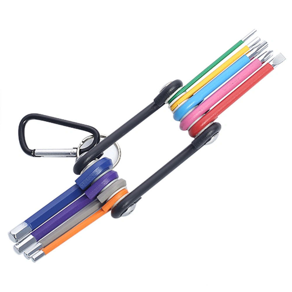 Color Wrench Chrome Vanadium Steel Ball Head Plum Blossom Rice MID-Length Lengthened Folding Multipurpose