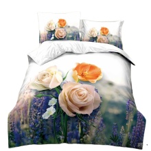 5D Big Flower Print Microfiber Polyester 4pc Bedsheet Set 120gsm