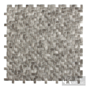 Grey Basket Weave Fabric Pringting Glass Tile