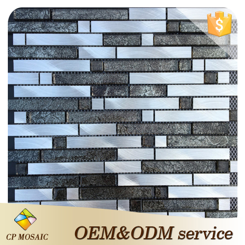 Factory glass mosaic wall decoration metal strip crystal aluminum foil crystal mosaic tile in China