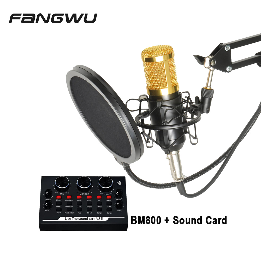 Professional Bm800 Recording Microphone With Sound Card Set