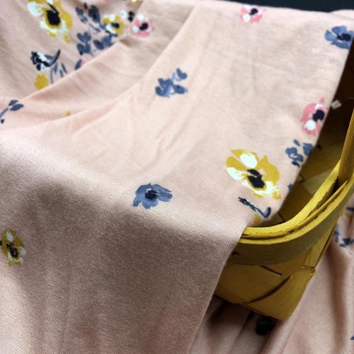 Pink Base Floral Print Viscose Single Jersey Fabric