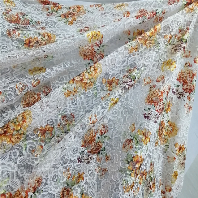 white clothing foil print lace fabric