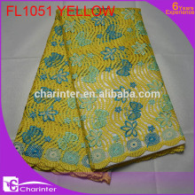 swiss lace/french lace fabric/cord lace fabric/guipure lace fabric/african lace fabric FL1051 yellow