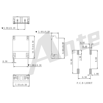 BHS3.50 мм SMT 90 ° серия разъемов WAFE AW3501SR-02P