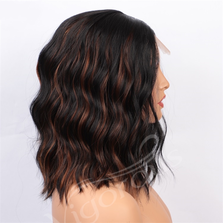 Vigorous Cheap Top Quality Short Wavy Synthetic Middle Part Lace Wigs Heat Resistant Wholesale Price Wigs For black White Women