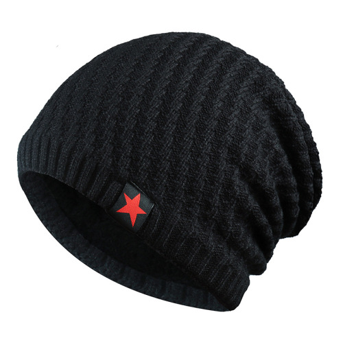 Autumn winter wool cap with fleece knit cap