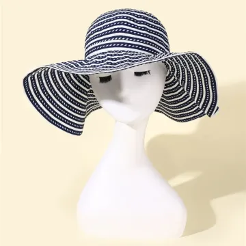 Summer Sun Protect Trendy Stripe Straw Hats for Women