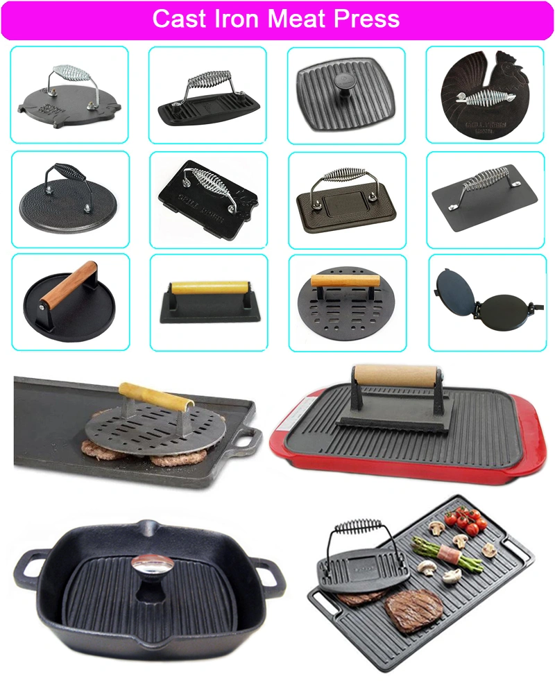 Cusomized Preseasoned Cast Iron Grill Press China Manufacturer