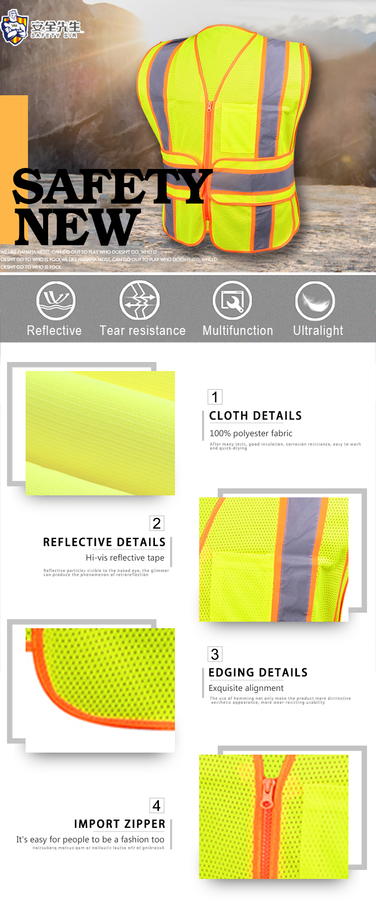 Unisex Safety High Visibility Reflection Vest Outdoor Running Cycling Vest Reflective Belt Safety