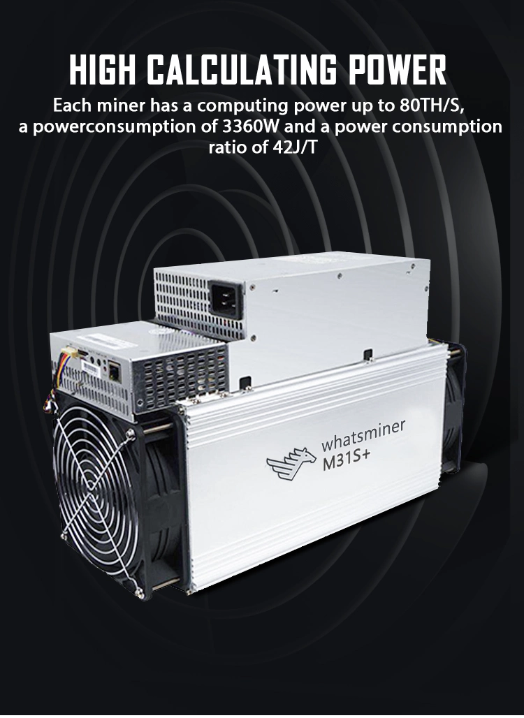 Blockchain Microbt Whatsminer M31s+ 82t Btc Bch Bitcoin Antminer Miner with PSU