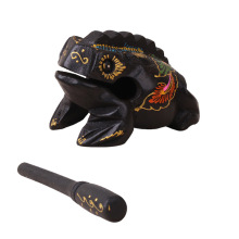 Custom Logo Wood Crafts: Unique Wholesale Kids Musical Toys Featuring a Black Patterned Lucky Frog Design