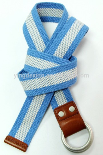 Men casual sport belt polyester webbing woven canvas fabric belt with O rings