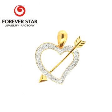 Cupid's Arrow 14K Gold diamond Heart Pendant Necklaces