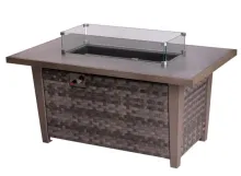 Durable Rectangle Outdoor Fire Pit Table Gas Garden Rattan Garden Propane Gas Firepit Table