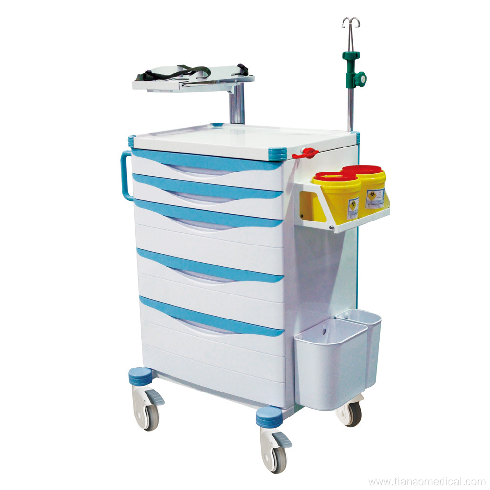 Hospital Adjustable Defibrillator Shelf Emergency Trolley