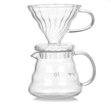 with Borosilicate Glass Carafe and Reusable Stainless Steel Pour Over Coffee Maker