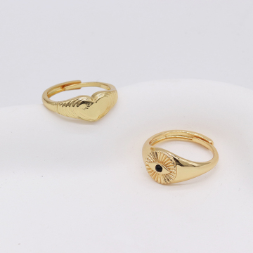 Jiexing 14K Gold Plated Adjustable Evil Eye Finger Rings