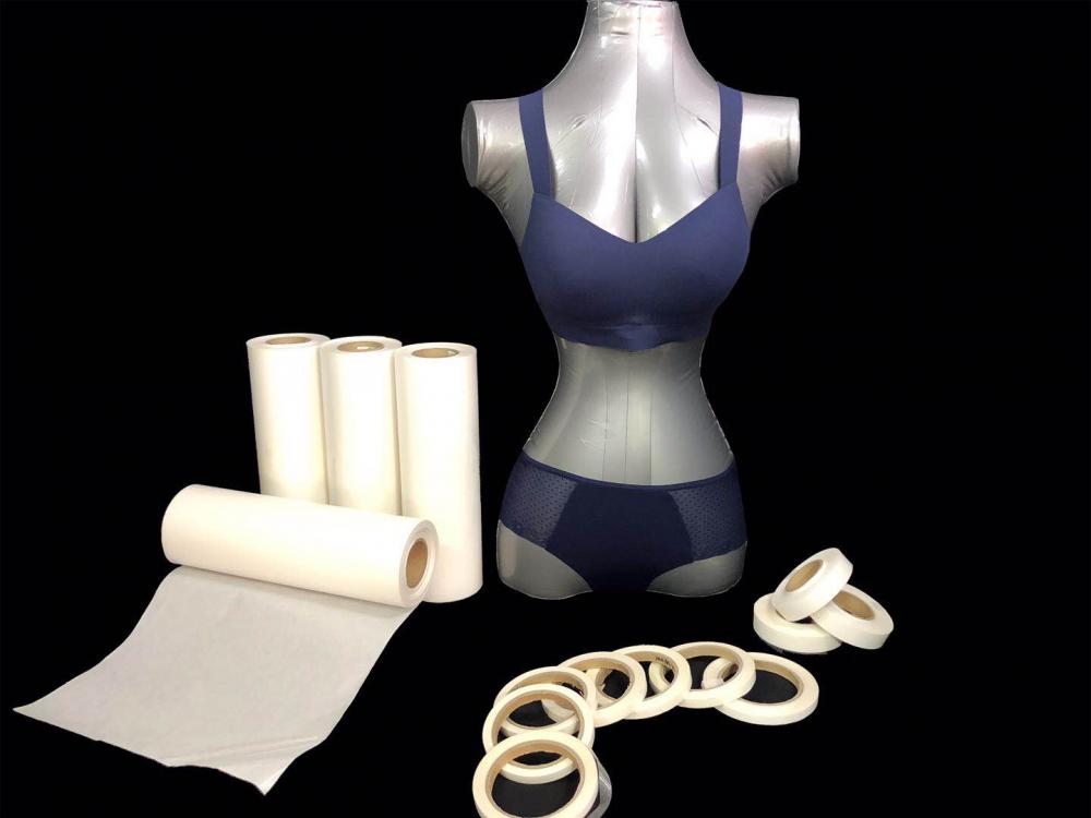 Transparent hot melt adhesive film for seamless underwear