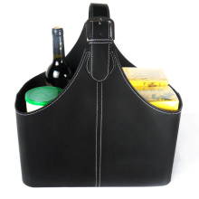 Faux leather wine gift basket, basket gift wine