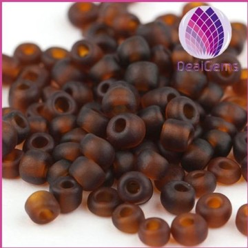 brown color frosted 3mm irregular round glass seed beads