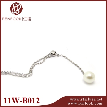 Pearl jewelry factory simple pure silver chain necklace