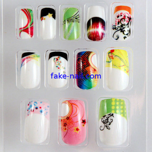 Acrylic Decorated Fake Nails Tips Full Cover For Women , Diy Fake Nails