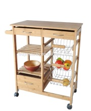 New Nature Good Quality Bamboo Kitchen Trolley