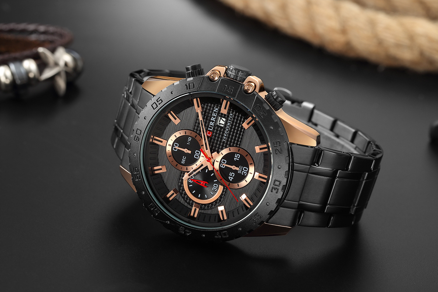 2020 Curren Mens Watch Gold Luxury Business Wristwatches Gold Chronograph Watch