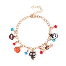 Halloween Spooky Pumpkin Candy Bracelet with Orange Crystal