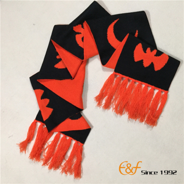 Acrylic Halloween Knitted Winter Double Jacquard Scarf