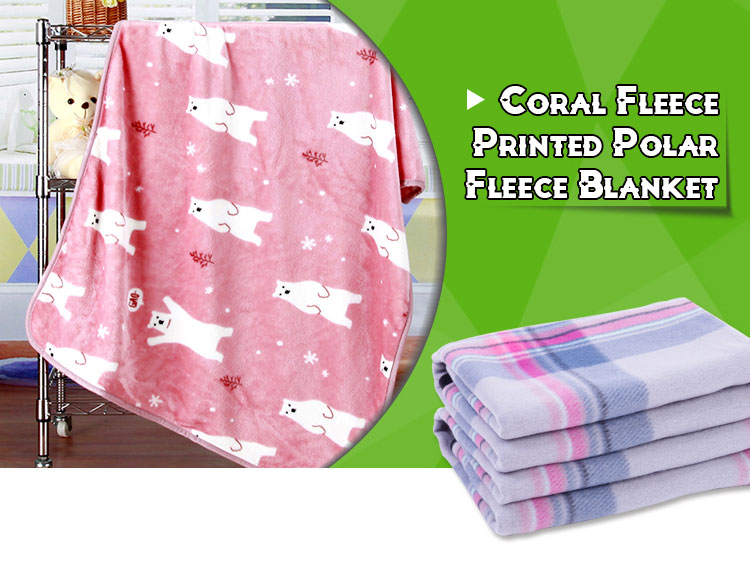 High quality coral fleece travel photo printed polar fleece blanket