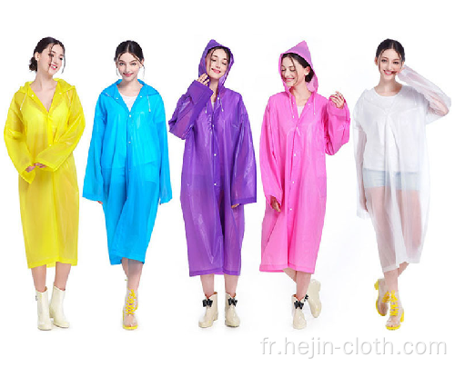 Vêtements de pluie pour adultes en EVA translucide personnalisé en couleur