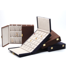 Custom Luxury Brown Microfiber Leather Jewelry Set Box
