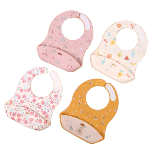 Toallitas fáciles y fáciles ajustables ajustables baberos de silicona para bebés
