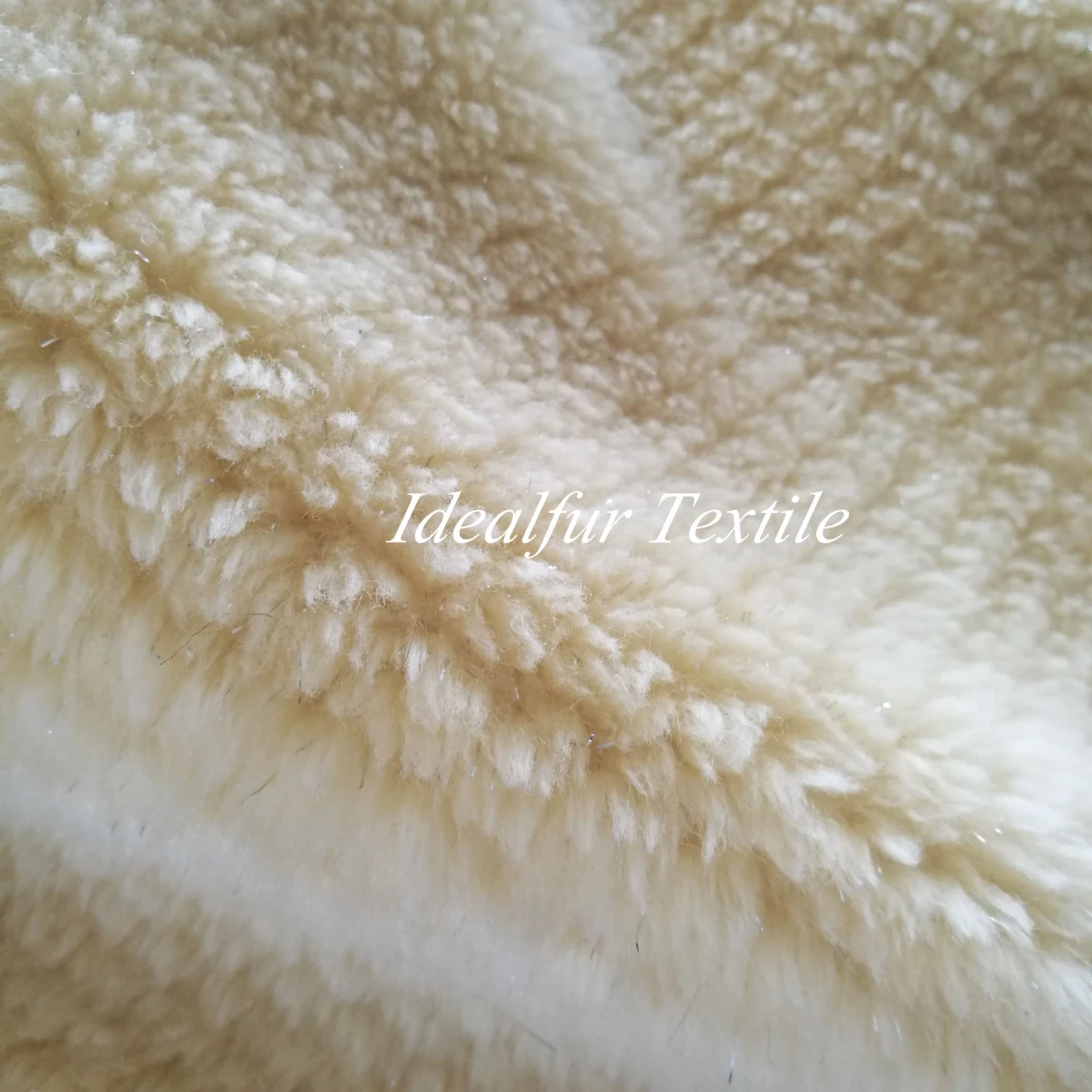 Yellow Lamb Hair with Plain Silver Thread Fake Fur