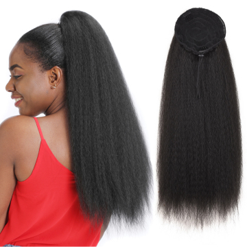 22inch Yaki Synthetic Kinky Straight Ponytails Hair Extensions With Drawstring  Ponytails