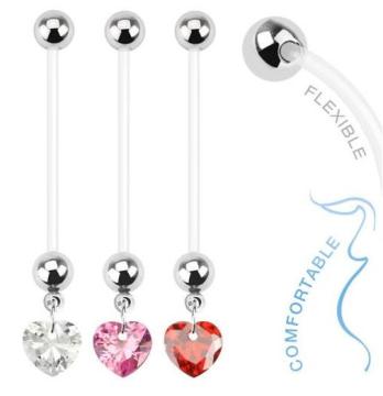 CZ Heart Pregnancy Belly Ring