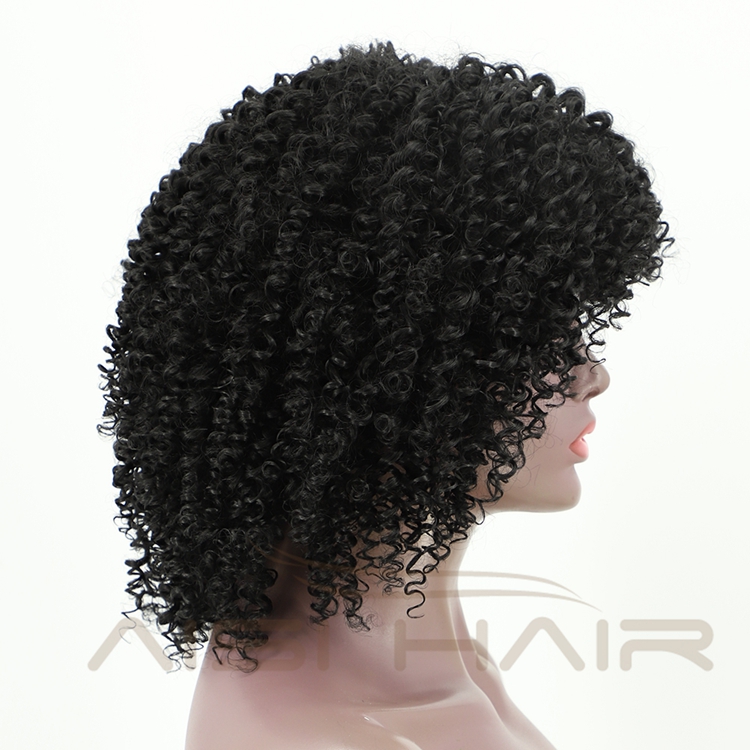 Aisi Hair Drop Shipping Short Kinky Curly Wigs For Black Women With Bangs Afro Curly Fluffy High Temperature Fiber Wigs