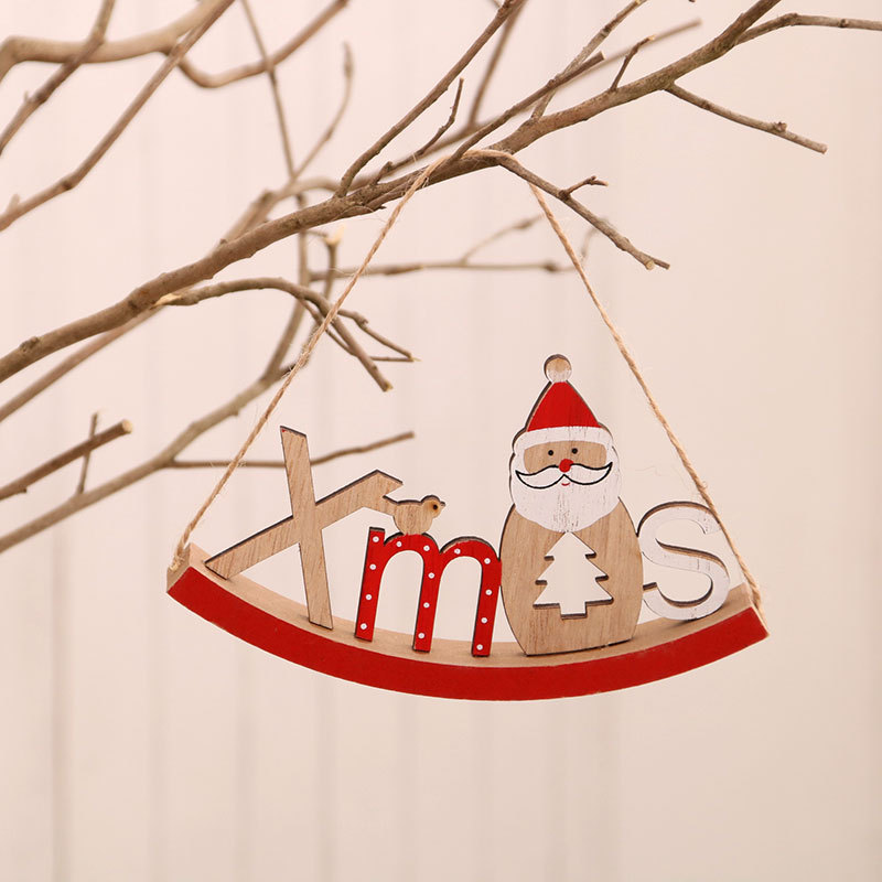 Multi Styles Printed Christmas Wooden Pendants Ornaments Wood Craft Gifts DIY Hanging Ornaments Christmas Decorations