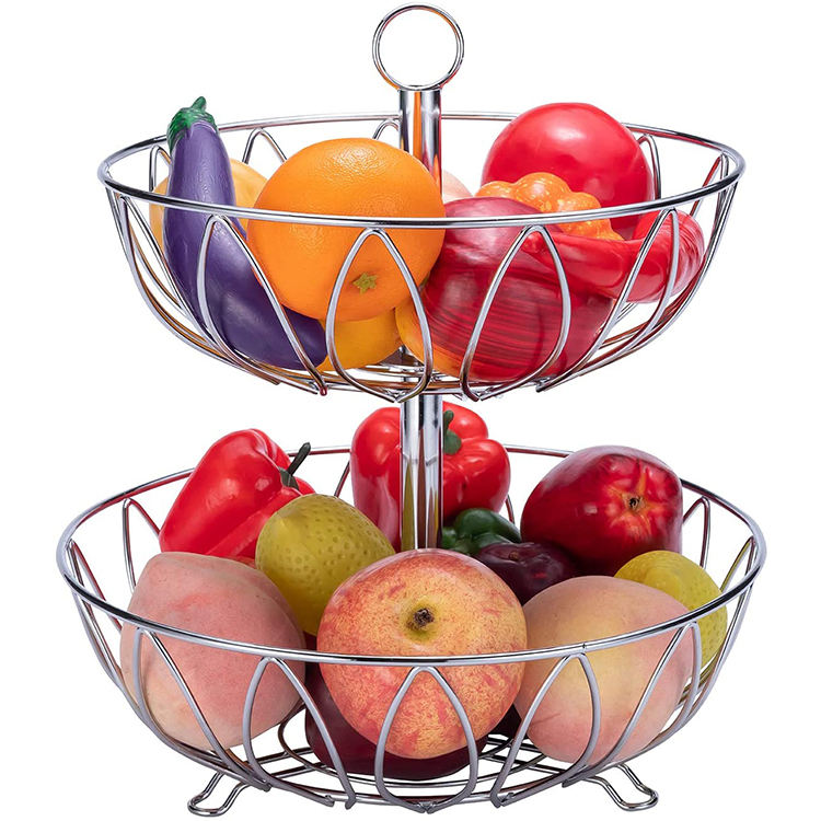 2 tier creative fruit and vegetable basket full